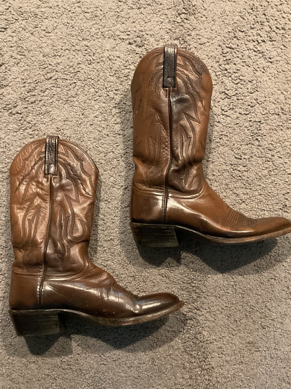 Vintage Lucchese 2000 Men’s Exotic Brown Leather Cowboy Western Moto Tall Boots